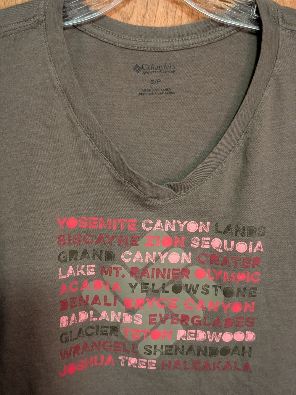 Columbia Women’s Short Sleeve National Park Graphic Tee - Olive with Pink Accent